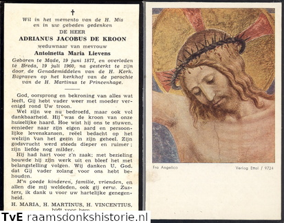 Adrianus Jacobus de Kroon- Antoinetta Maria Lievens